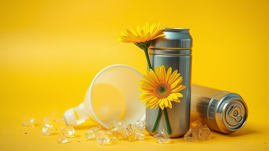 MacroCycle plastic recycling technology illustrated with crushed plastics and a daisy.