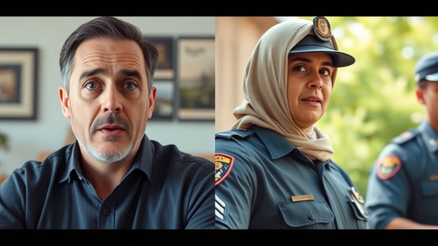 Discussing police powers and civil rights with officers and concerned individual.