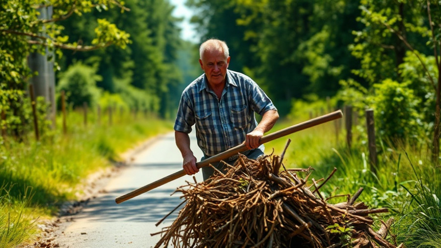 Hurricane Melissa impact on Jamaica: man clears debris from road.