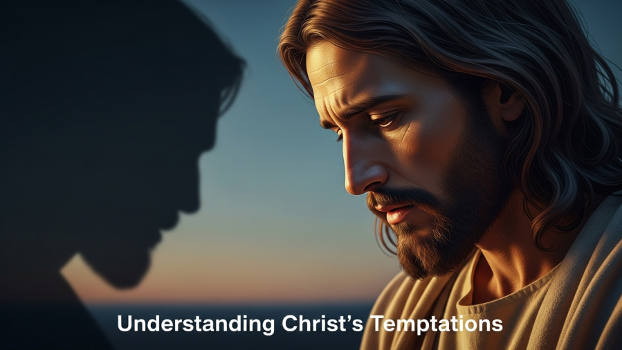 Solemn Jesus in contemplation, symbolizing overcoming temptation and spiritual growth.