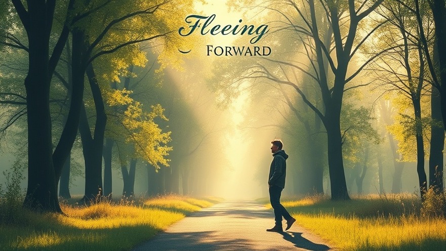 A determined person at a crossroads, fleeing temptation towards the light, pursuing righteousness.