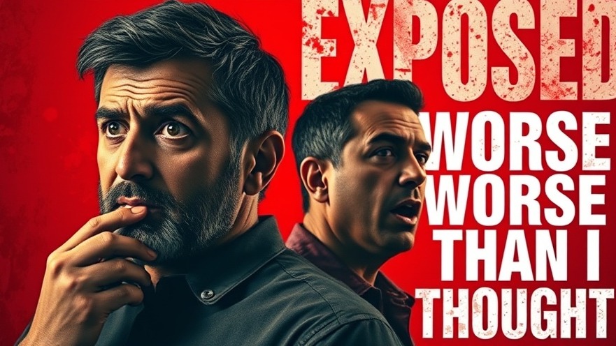 Concerned men discussing spiritual abuse in church leadership, dramatic bold image.