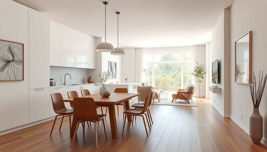 Bright modern kitchen and dining area in a maisonette for sale.