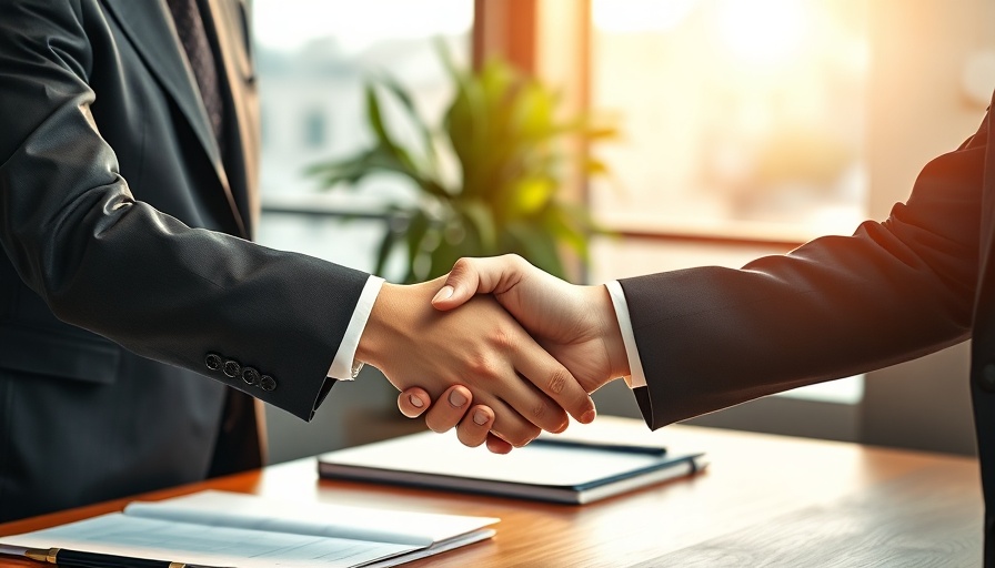 Lendco business handshake in an office setting.