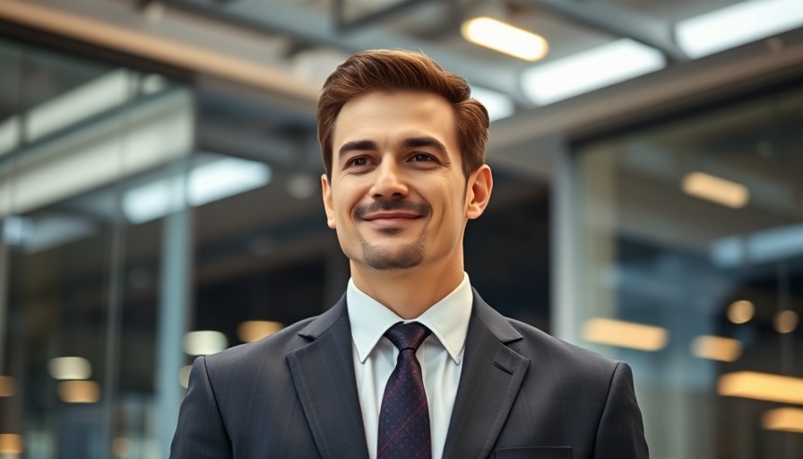 Professional businessman in modern office representing bridging loan concept.