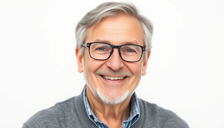 Confident older man with glasses smiling, Bellevue Mortlakes portrait.
