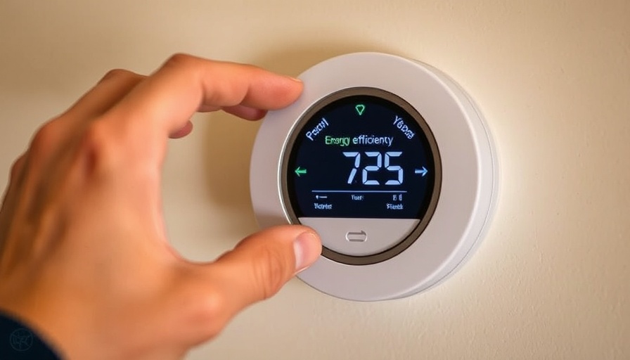 Hand adjusting digital thermostat for energy efficiency.
