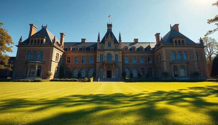 Popular homes January 2025: Gothic mansion with green lawn.