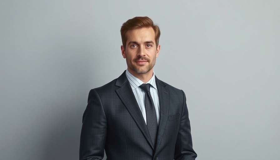 Businessman in suit discussing £59m hotel loan, professional portrait.