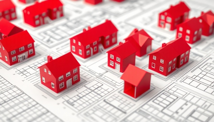 Architectural blueprint with red house models illustrating Land Registry digital checks.