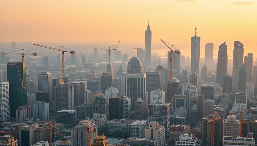 Urban skyline at sunrise highlighting development exit loan UK.