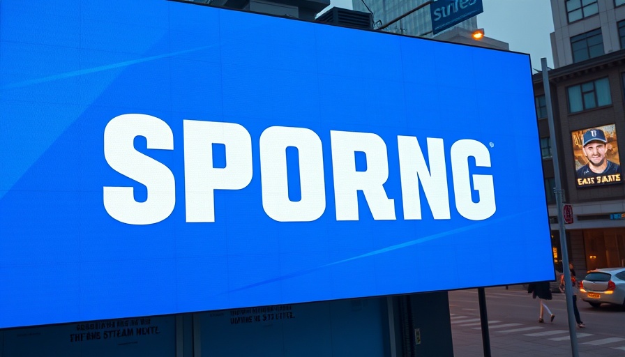 Sports streaming strategies advertisement in urban setting.
