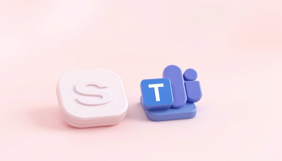 Microsoft icons for Skype and Teams on abstract background.