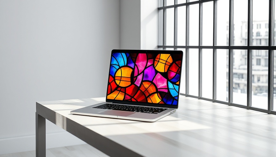 Stained glass art displayed on laptop screen, Roman Catholic Apologetics Online concept.