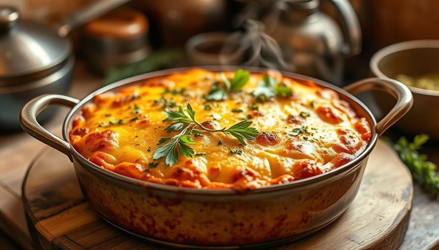 Delicious low-carb casserole topped with herbs.
