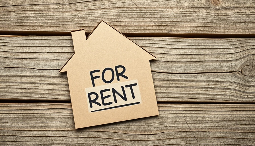 Cardboard house with 'FOR RENT' tag on wood, symbolizing UK rental market trends.