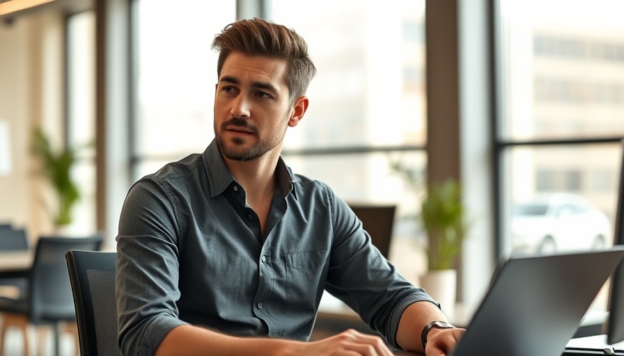 Confident man offering effective pitch tips in modern office setting.