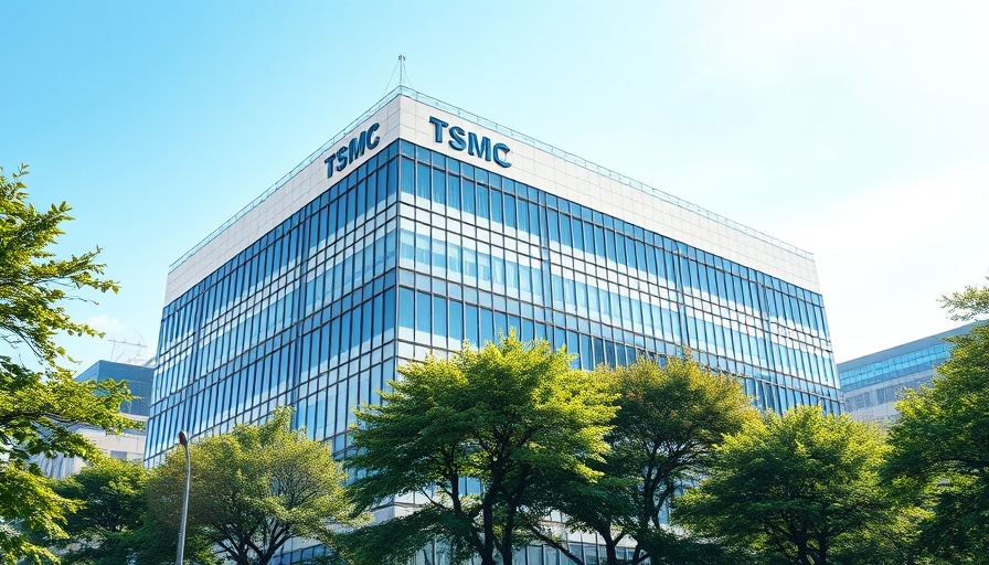 Modern TSMC building highlighting investment in US chip plants.
