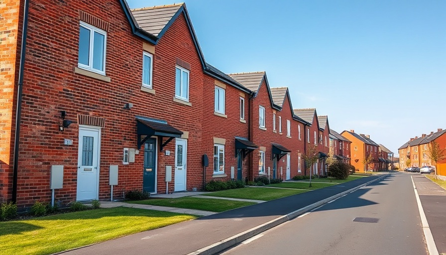 UK housing market challenges depicted by modern brick houses.