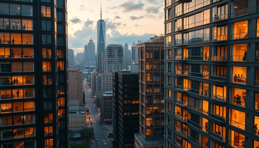 Modern cityscape with high-rise buildings at sunset, Grenfell Tower Inquiry safety reforms.