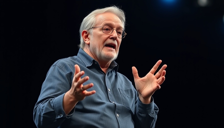 Elderly man on stage, representing transformative power of God's grace, podcast cover.