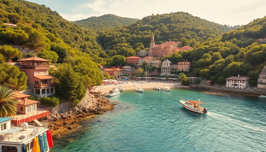 Idyllic coastal view of boats and beach showcasing The White Lotus effect on tourism.