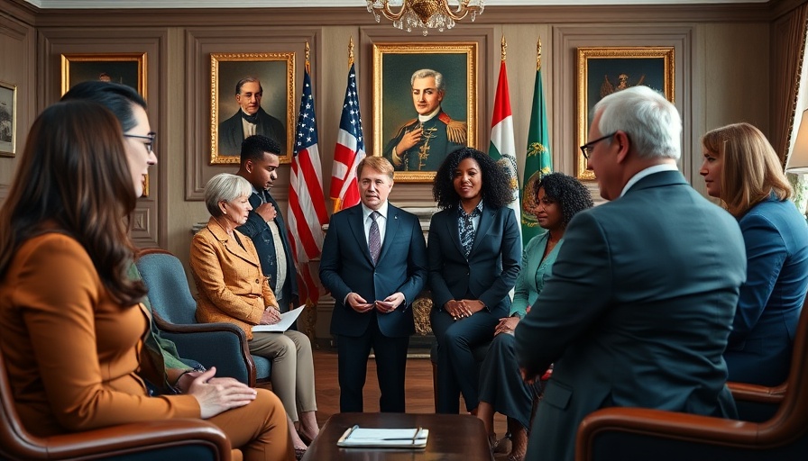 Hamas captivity survivors meeting Trump in formal office setting.