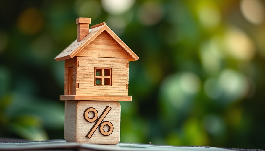 Toy house on block with percent sign representing mortgage rate changes.