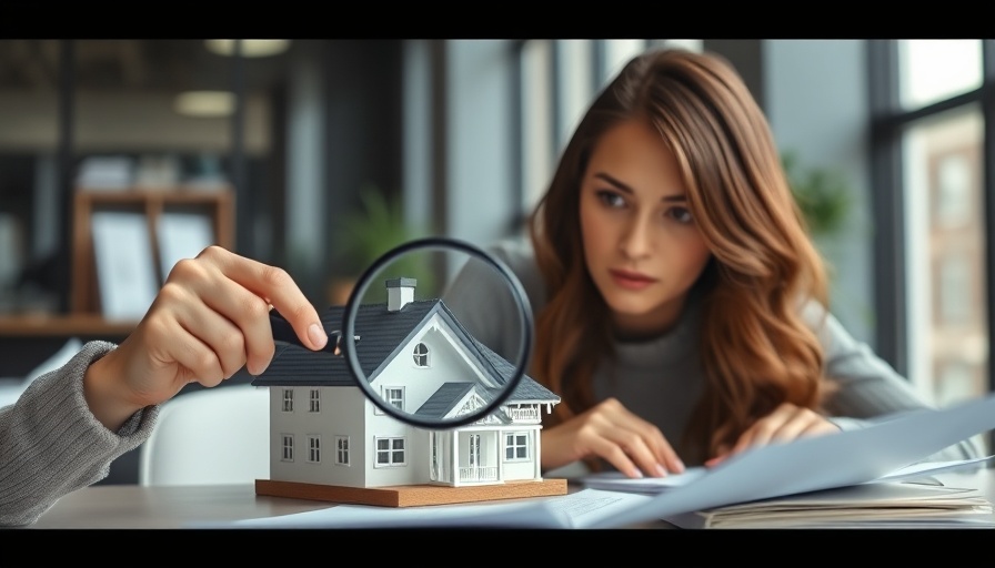 Leadership in Real Estate: Woman examining model house with magnifying glass