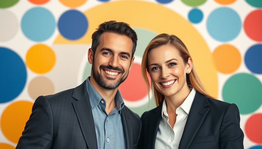 Smiling professionals discussing base rate drop impact on homebuyers in colorful setting.