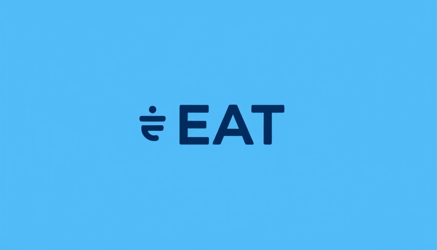 Minimalist design with 'EAT' text on a blue background.