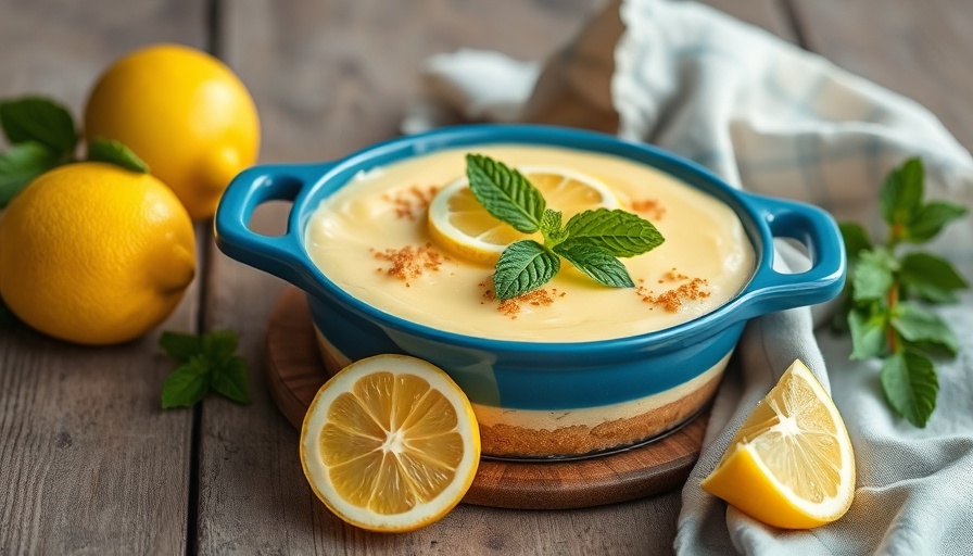 Lemon tiramisu recipe showcased, vibrant dessert garnished with mint.