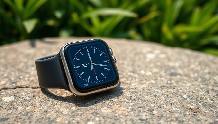 Apple Watch on stone with music display and import ban context.