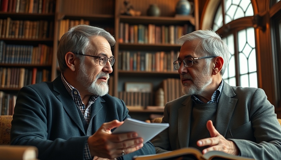 Discussion on opposition to Christianity with bookshelves in the background.