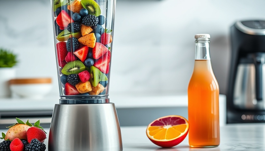 Layered breakfast smoothie with kombucha and unique ingredients.