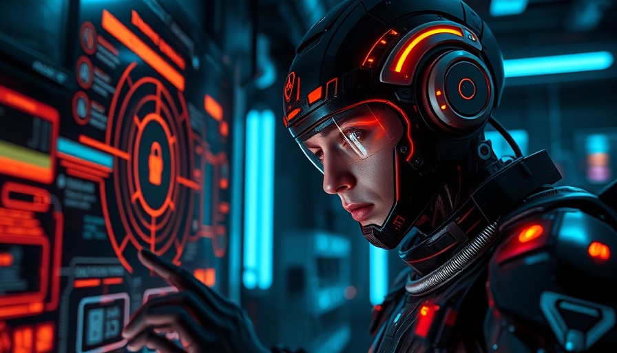 Futuristic figure interacting with digital security interface for automated CVE testing.