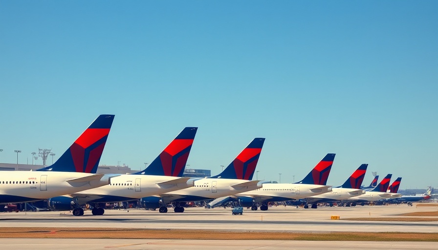Delta Airlines planes on runway, showcasing brand.