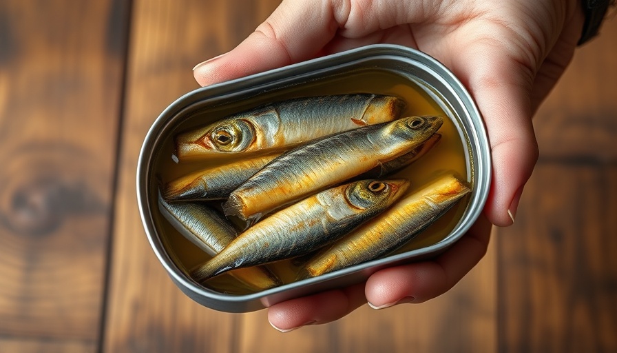 Open tin of sardines showing oil and texture - canned sardines benefits.