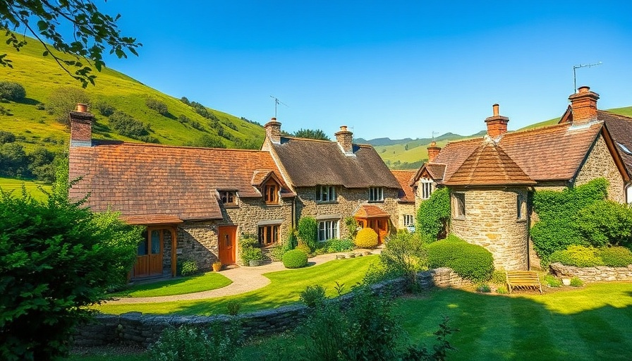 Charming Cotswolds holiday cottages amidst lush landscape.