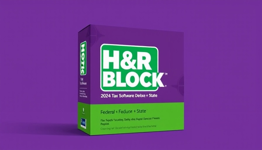 H&R Block Tax Filing for $33 software box design in green and purple.