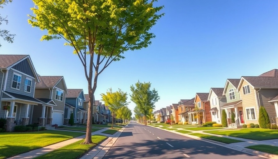 Suburban family homes under blue sky, ideal for moving from a flat.