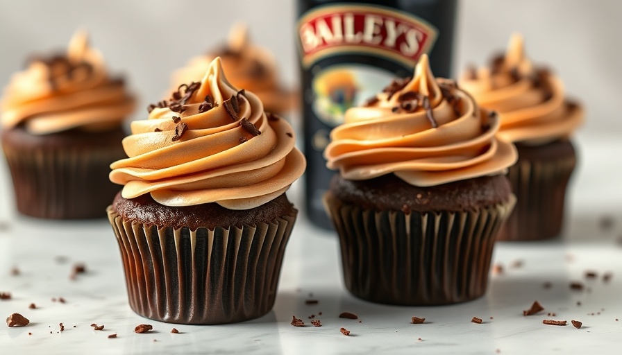 Baileys Irish Cream Cupcakes with chocolate shavings.