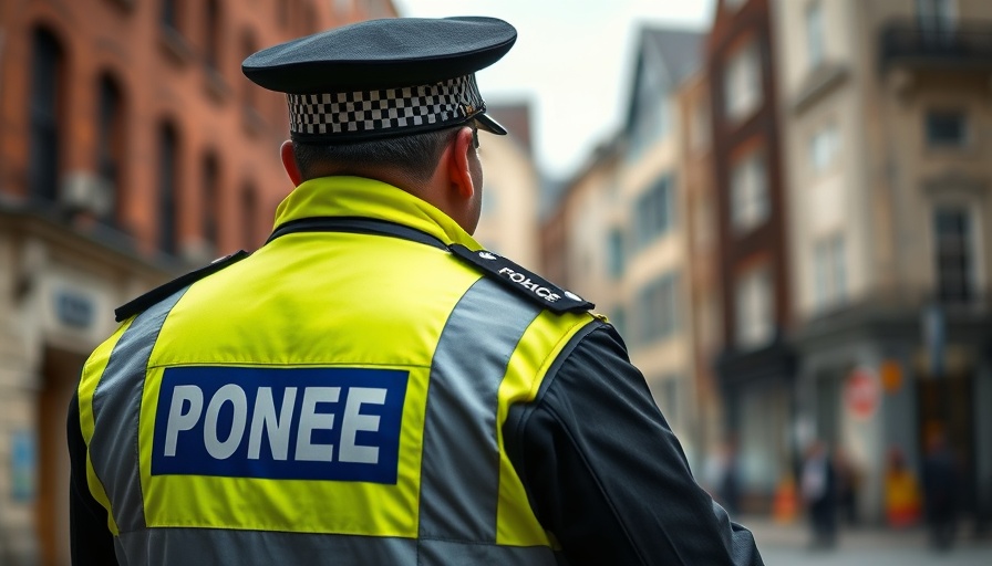 UK police officer in high-visibility jacket, relevant to Rape Detection Rates Stewartry.