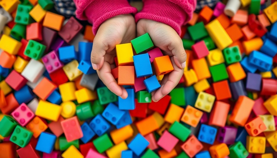 Hands holding colorful building blocks, teaching priorities.