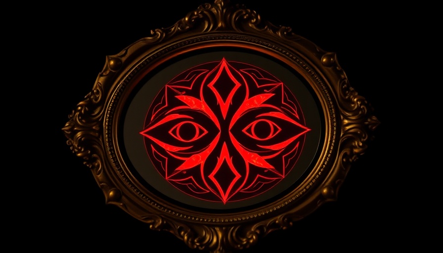 Ornate mirror reflecting abstract symbols, evoking spiritual warfare themes.