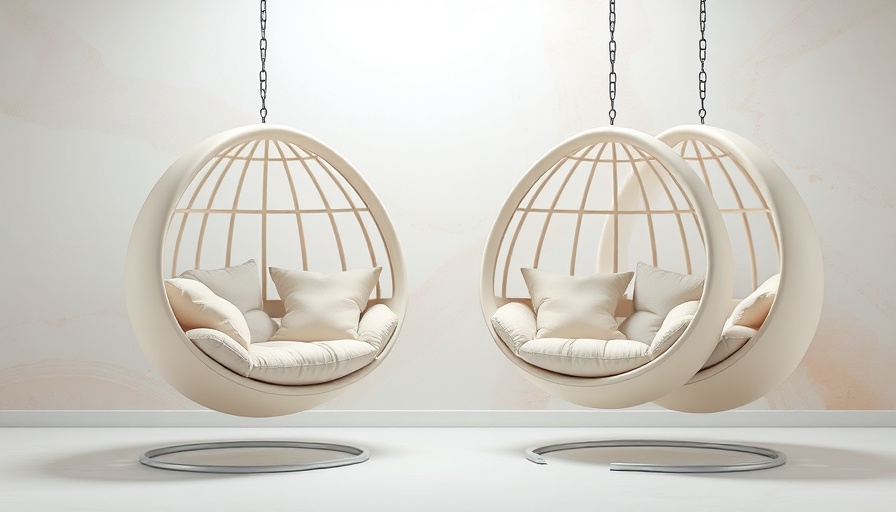 QVC Oslo Collapsing Hanging Egg Chair with soft cushion in pastel setting.
