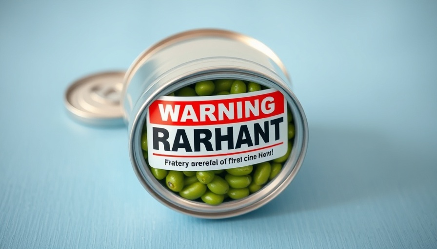 Del Monte green beans recall alert on open can, safety notice.
