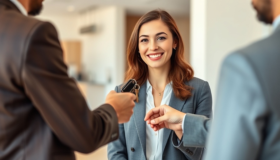 Letting agent's day: handing keys to smiling client.