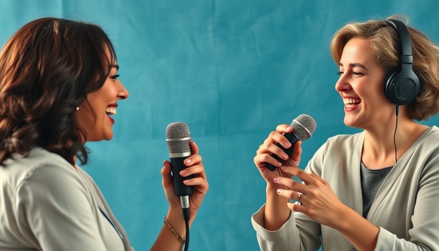 Two women podcasting about Understanding God's Sovereignty, vibrant discussion.