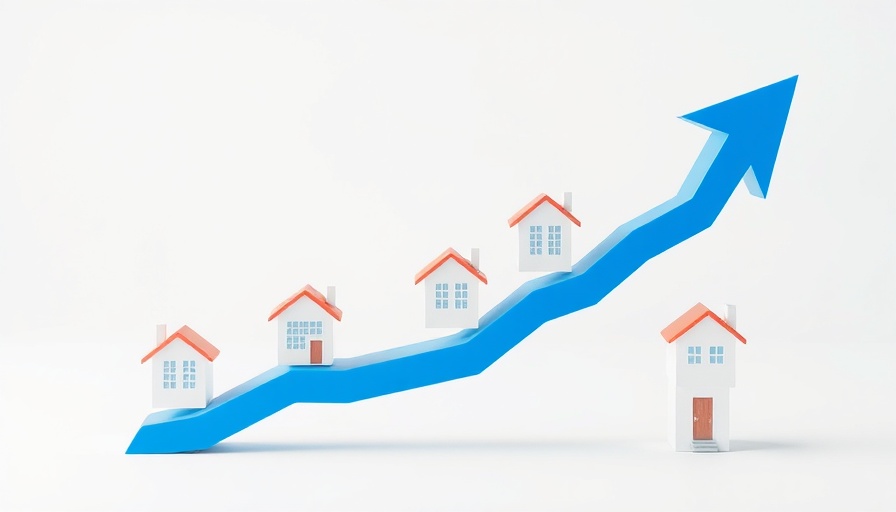 Rising real estate trends with blue graph and house models, related to estate agent appraisals.